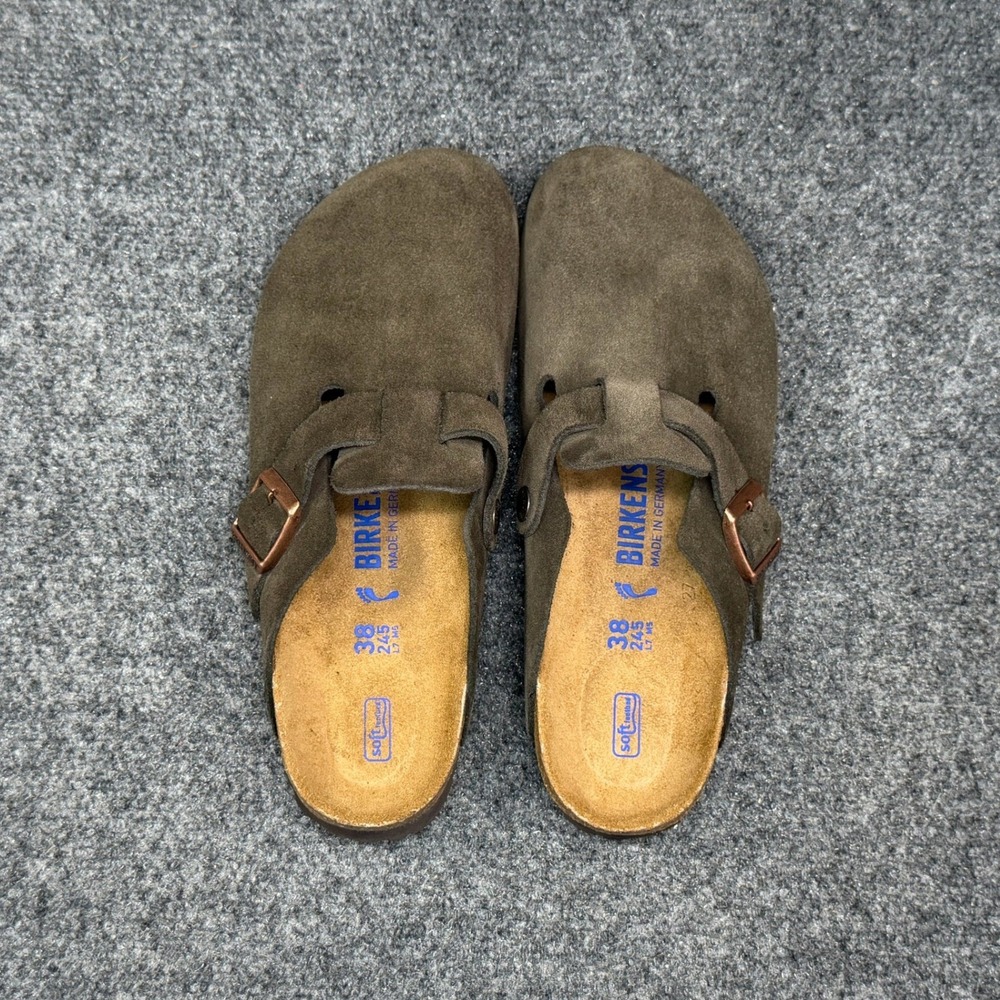 Birkenstock Boston Clogs Women's 7 Brown Suede Soft Footbed Slip On Sandal Shoes - Picture 10 of 14